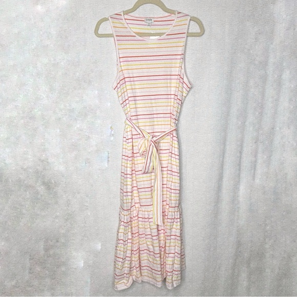 J Crew Summer Striped Knit Tie-Waist Midi Dress Size M NWT - Picture 6 of 7